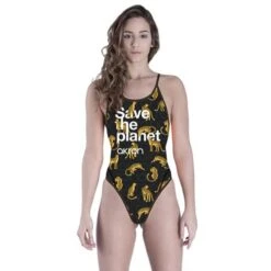 Akron Girl's Save The Leopard Badpak - Zwart/Geel