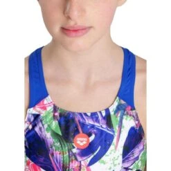 Arena Girl's Crazy Swimsuit - Neon/Blue/Multi -Badpak Verkoop Winkel arena girls crazy swimsuit neonbluemulti 4