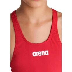 Arena Girl's Team Solid Tech Swimsuit - Red/White -Badpak Verkoop Winkel arena girls team solid tech swimsuit redwhite 3