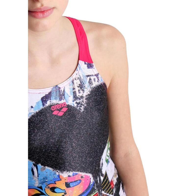 Arena Girl's V Back Swimsuit - Black/Freak Rose 4 Arena Girl's V Back Swimsuit - Black/Freak Rose - Afbeelding 4