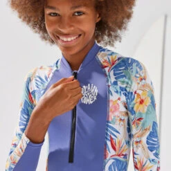 Badpak Met Lange Mouwen Voor Surfen Meisjes 9 Badpak Met Lange Mouwen Voor Surfen Meisjes -Badpak Verkoop Winkel badpak met lange mouwen voor meisjes stormblauw 3