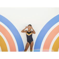 Sportbadpak Voor Zwemmen Meisjes Vega NBJI -Badpak Verkoop Winkel badpak voor zwemmen meisjes vega marineblauw visgraat 4