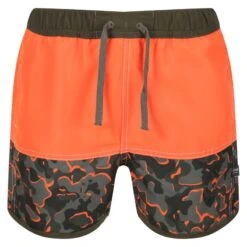 Regatta Kinderen/Kinderen Sergio Camo Zwemshorts (Magma Oranje/Krentenblad)