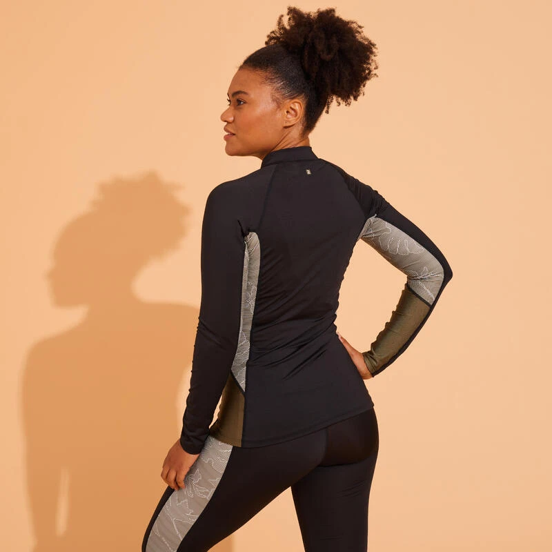 Vest Voor Aquagym Aquabike Lange Mouwen Rits Lia Kaki 2 Vest Voor Aquagym Aquabike Lange Mouwen Rits Lia Kaki - Afbeelding 2